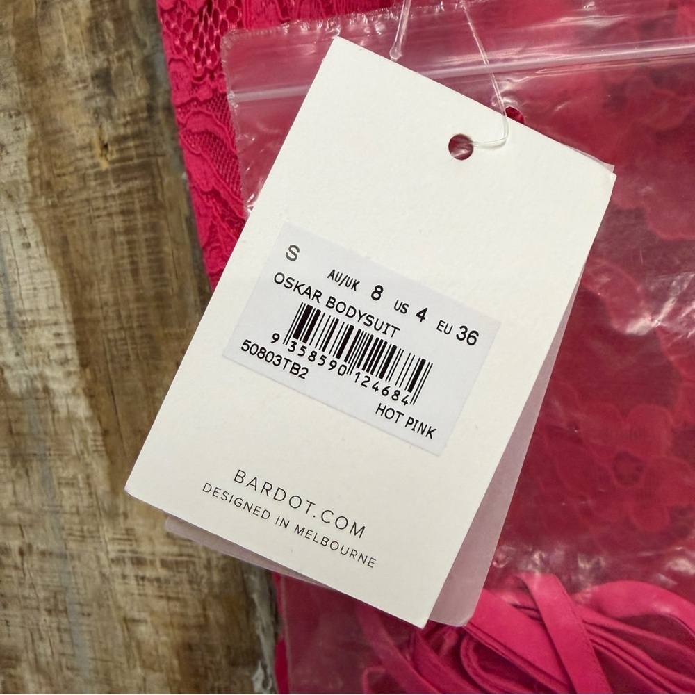 Bardot Oskar bodysuit hot pink Lace bustier top corset Revolve NWT S - Picture 9 of 10